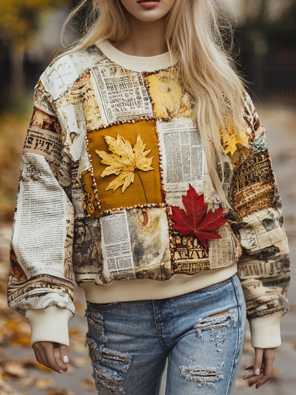Autumn Patchwork Contrast Sweatshirt c637
