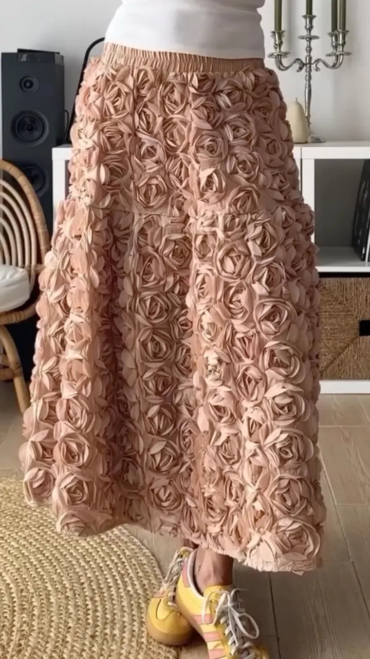 Denim Jacket & Pink Floral Skirt Outfit