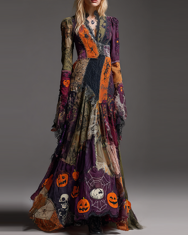 Women's Halloween themed embroidered dress 8fc5