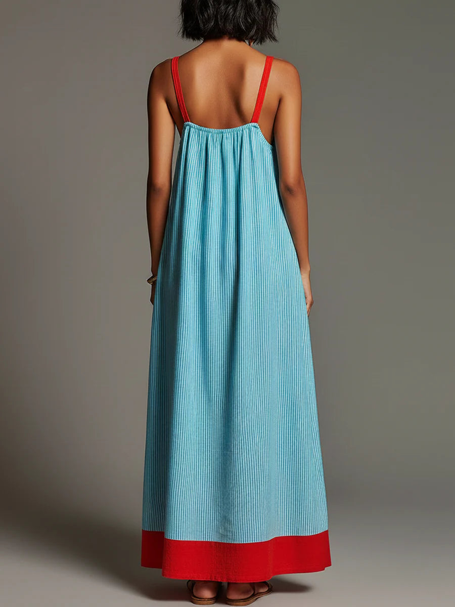 Stripe Patchwork Maxi Dress