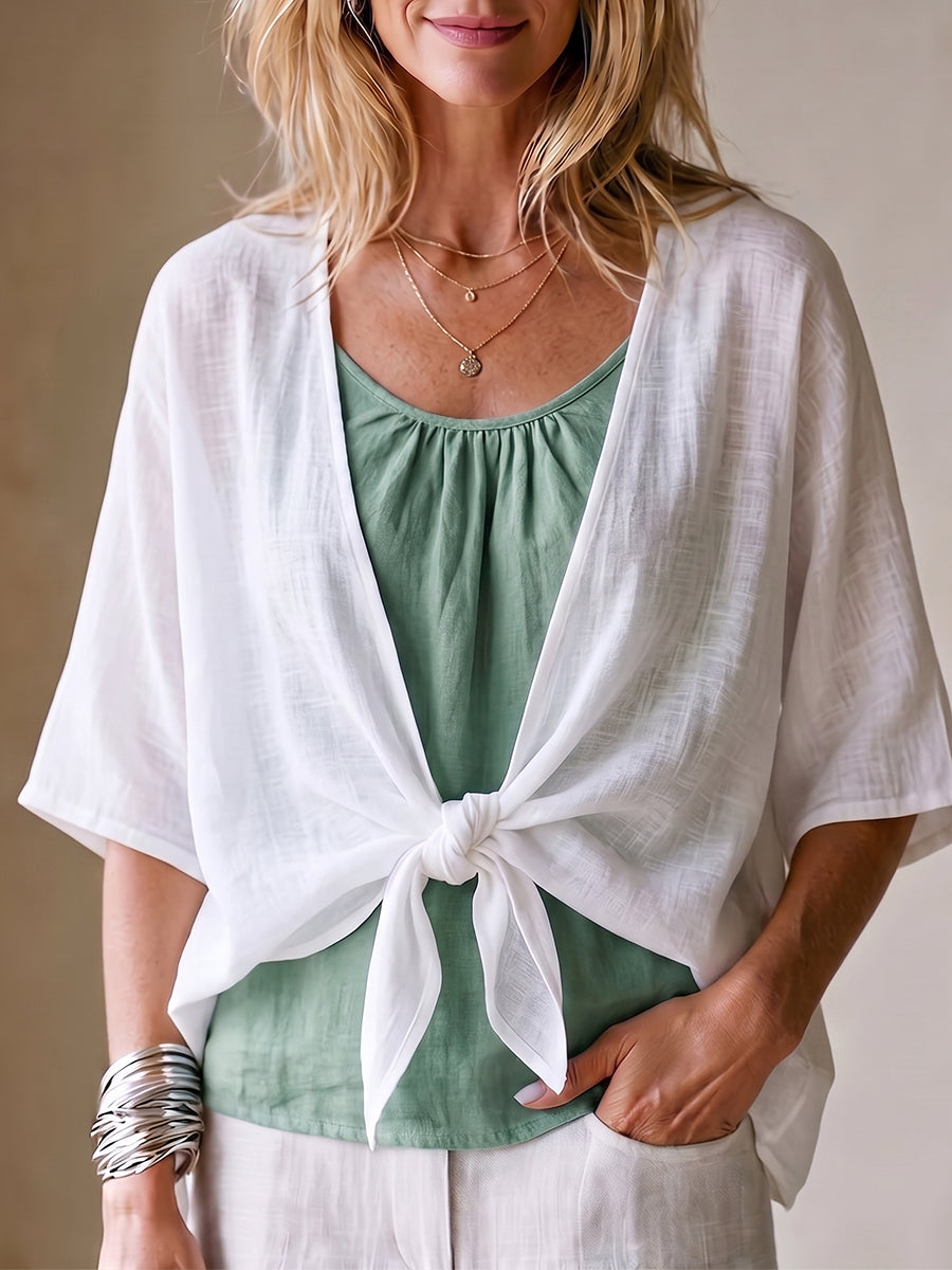 Women's Cozy Breathable Slub Cotton Cardigan