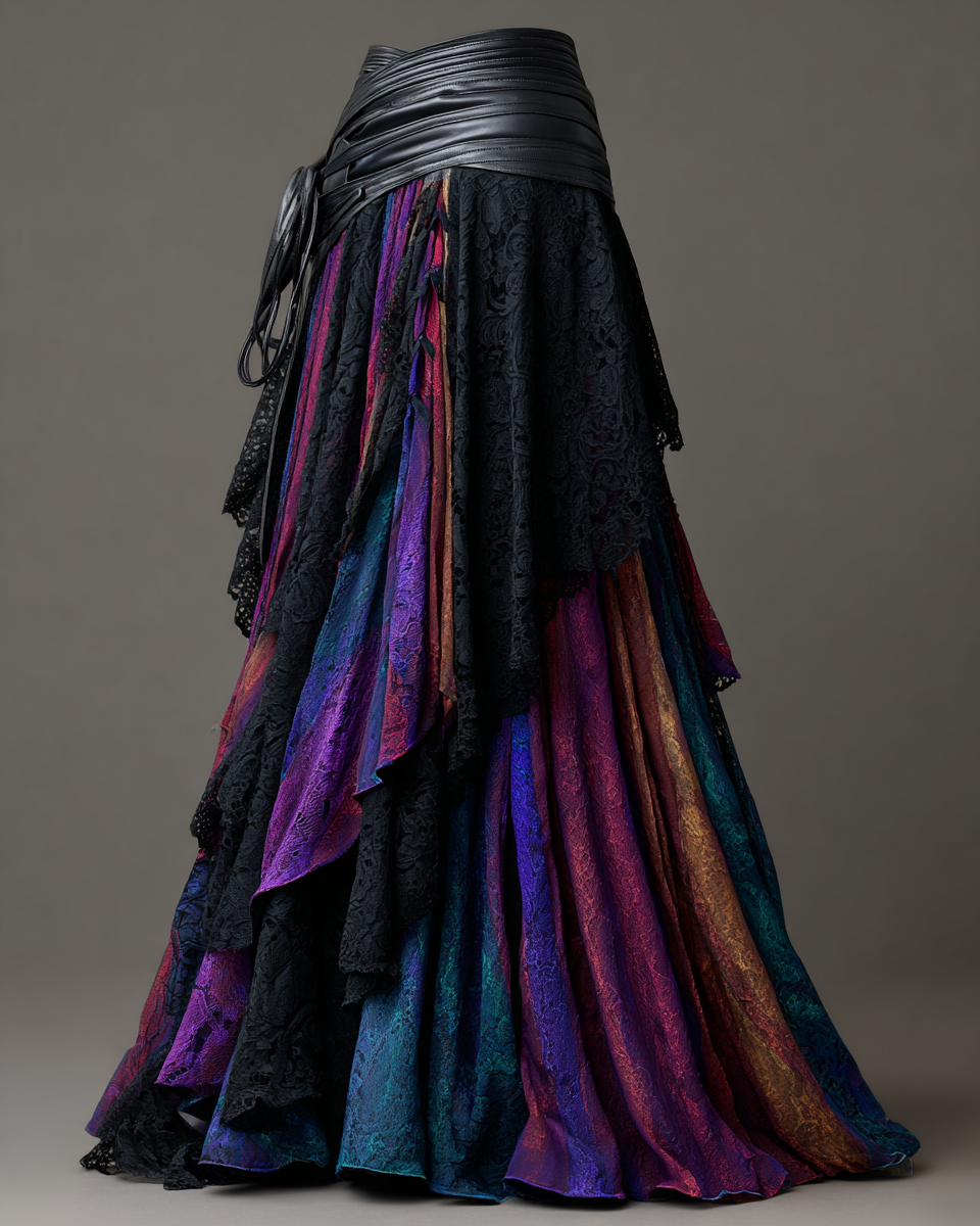 Elegant Patchwork Punk Skirt 1604