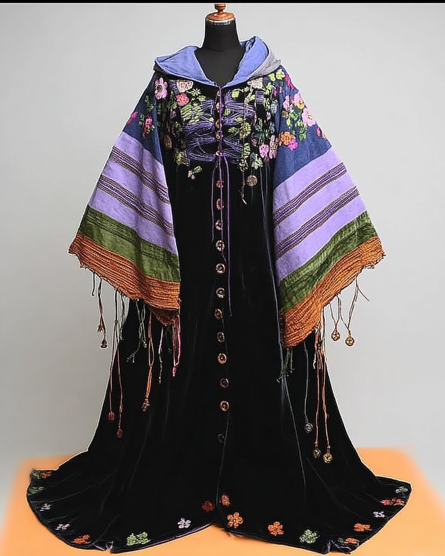 Women's Halloween Bat Wing Sleeve Contrast Cape 6959