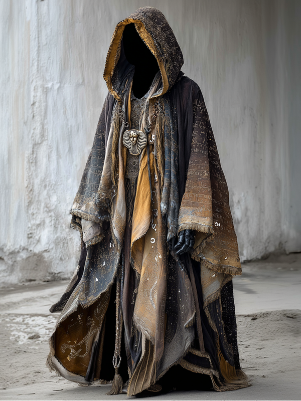 Retro hooded gorgeous contrast color cape 4abb