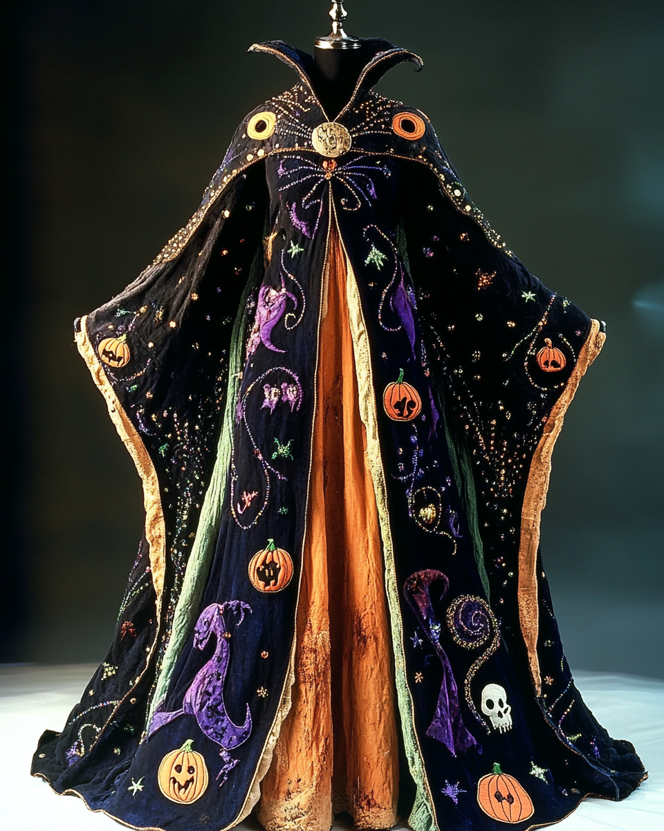 Halloween Theme Party Dark Loose Wide-Sleeved Cape 9e0d