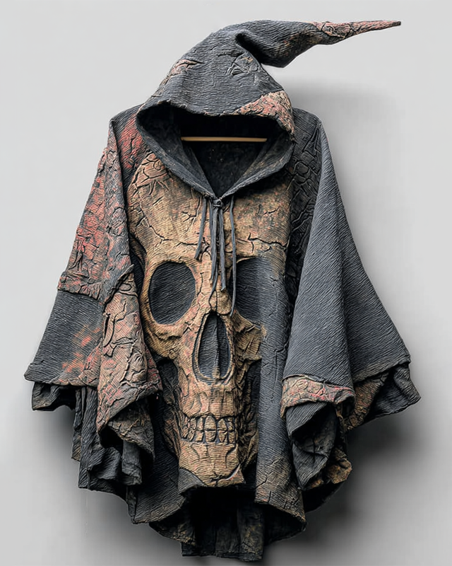 Halloween Themed Patchwork Skull Embroidered Hooded 3b63