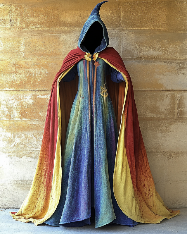 Halloween Theme Party Dark Loose Rainbow Color Cape 6520