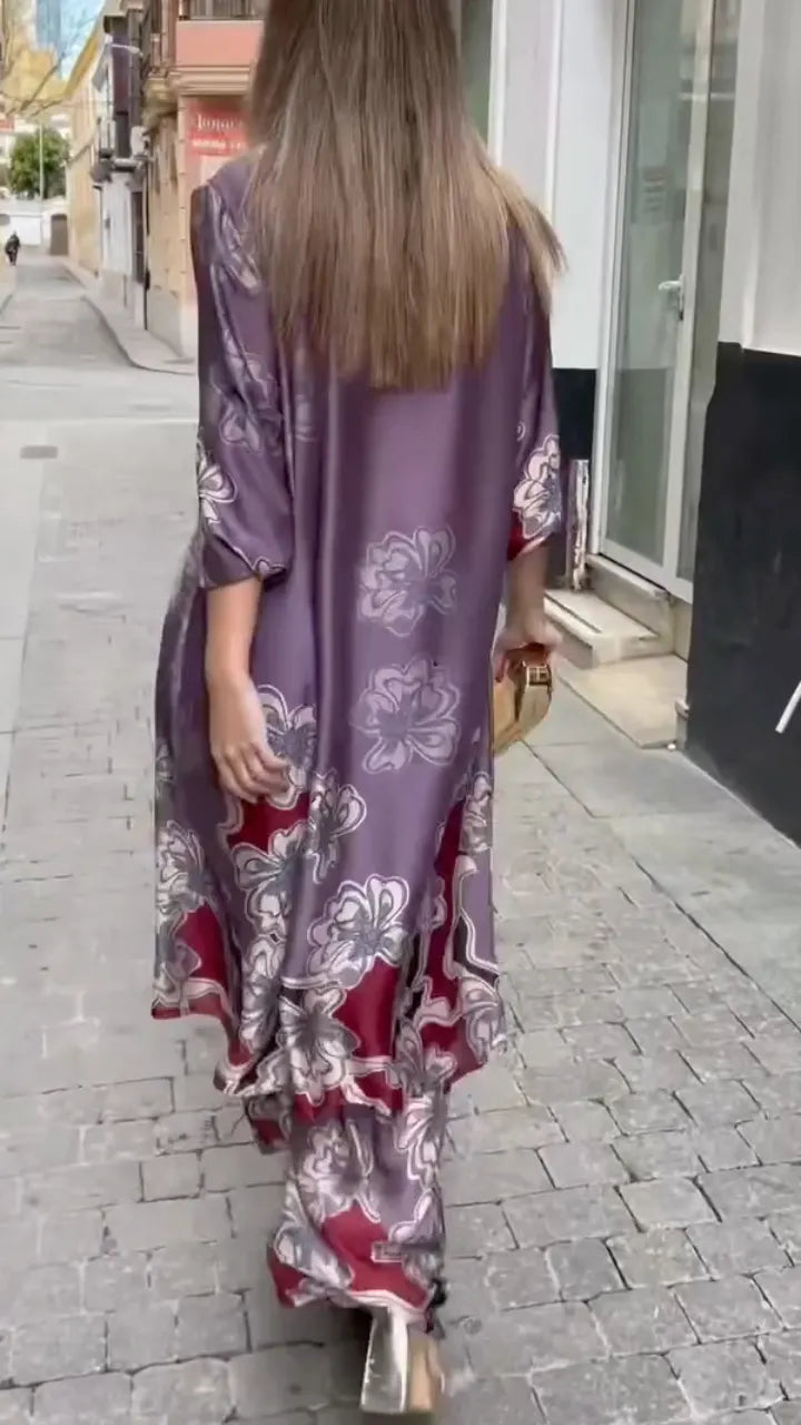 Women's Lapel Printed Casual Suit