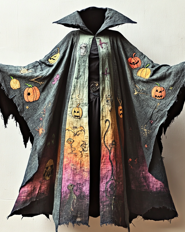 Halloween Theme Party Dark Loose Wide-Sleeved Cape bec7