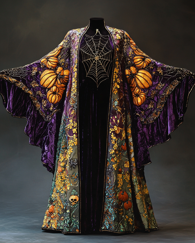 Women's Halloween Bat Wing Sleeve Contrast Color Exaggerated Cape 0340