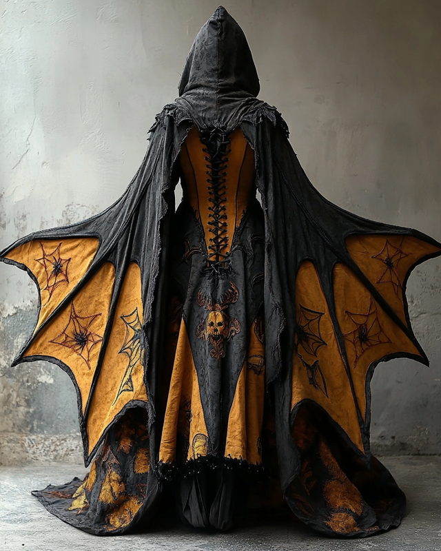Halloween Theme Party Dark Loose Wide-Sleeved Cape 3d8a