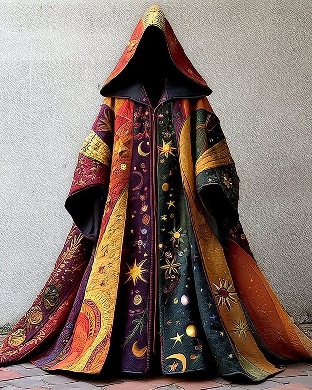 Star and Moon 3D Embroidery Contrast Color Stitching Magic Cape fe21