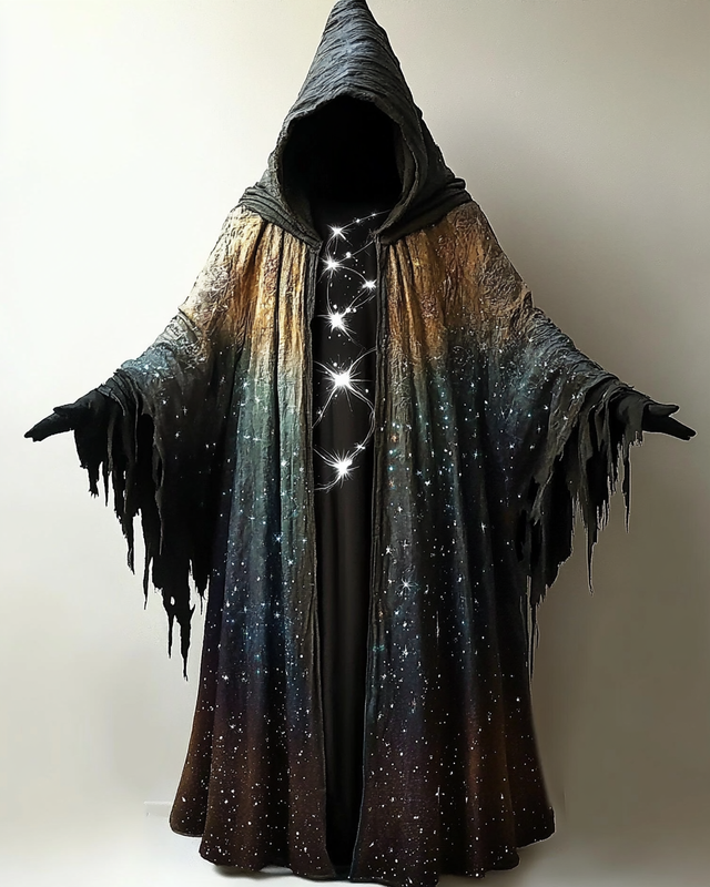Star and Moon Wizard Cloak Coat 0416