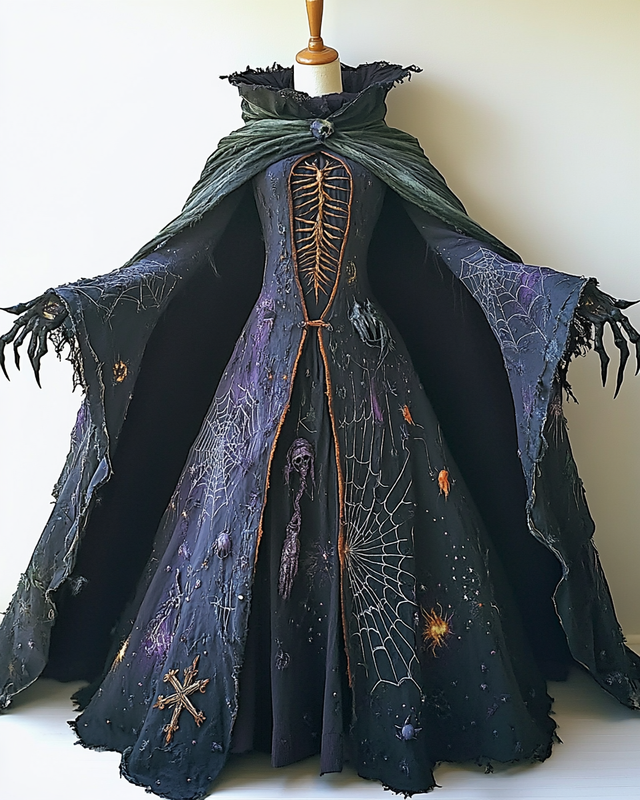 Women's Halloween Bat Wing Sleeve Contrast Color Exaggerated Cape a5db