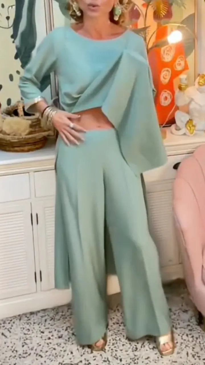 Mint Green Asymmetric Draped Co-Ord Set