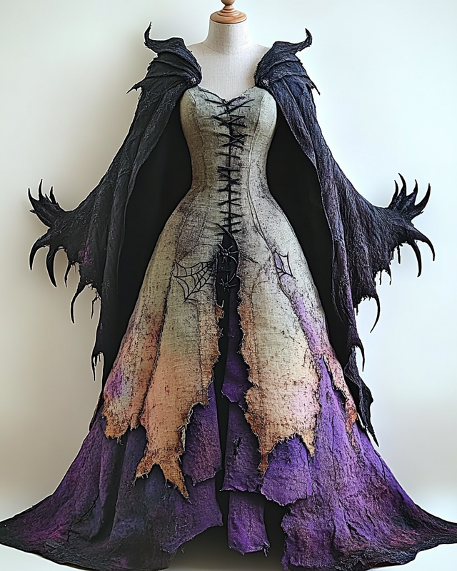 Women's Halloween Bat Wing Sleeve Contrast Color Exaggerated Cape fda9