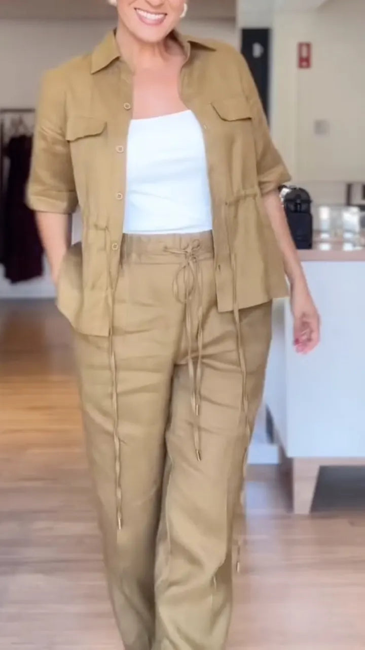 Khaki Linen Utility Set