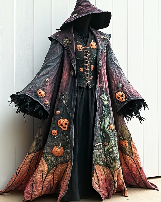 Women's Halloween Bat Wing Sleeve Contrast Color Exaggerated Cape 7bd5