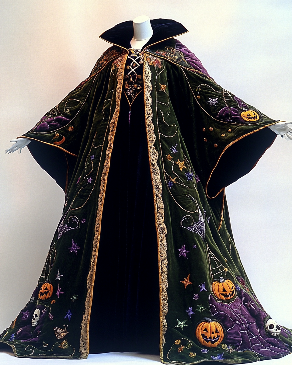 Halloween Theme Party Dark Loose Wide-Sleeved Cape da92