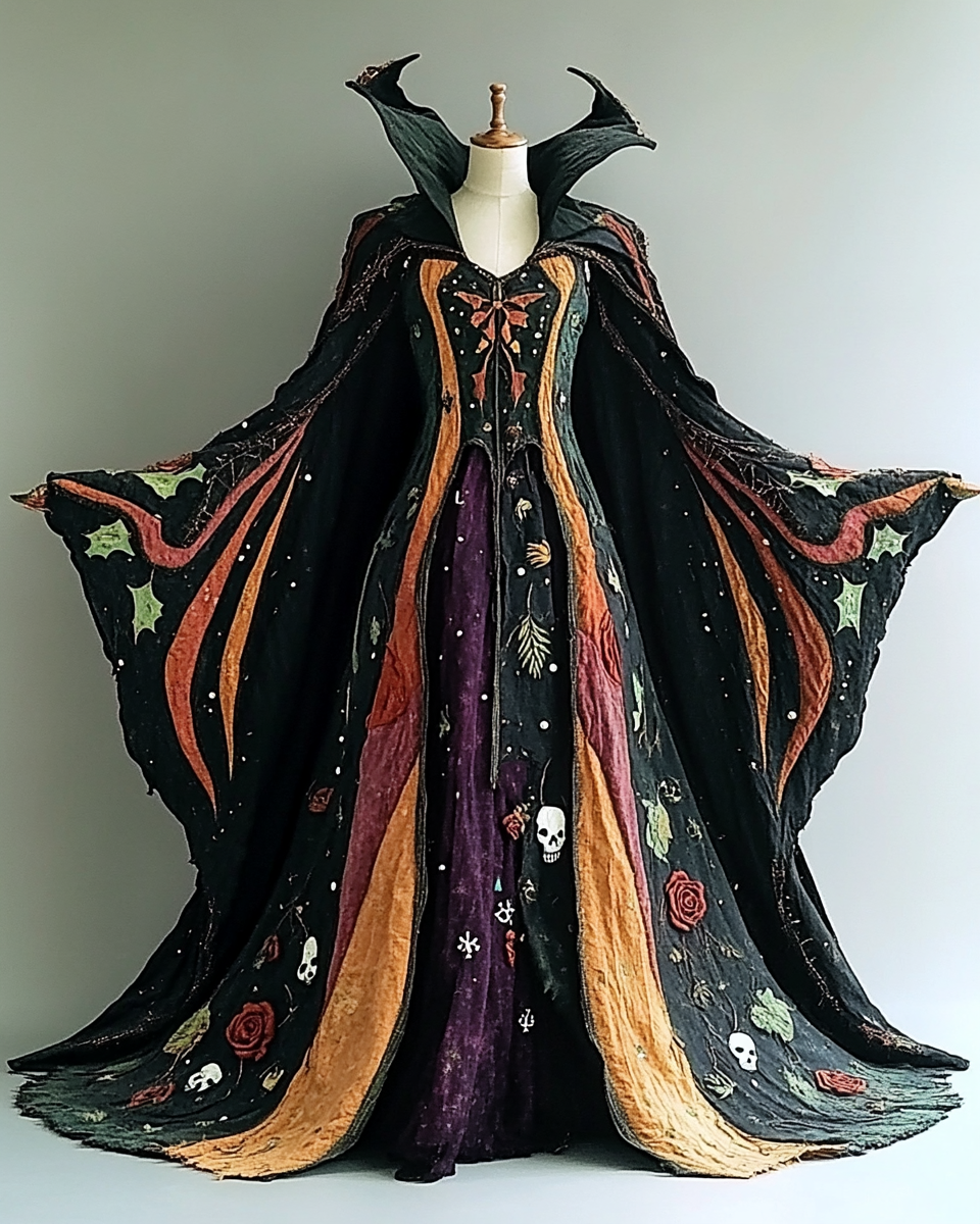 Halloween Theme Party Dark Loose Wide-Sleeved Cape 87d1