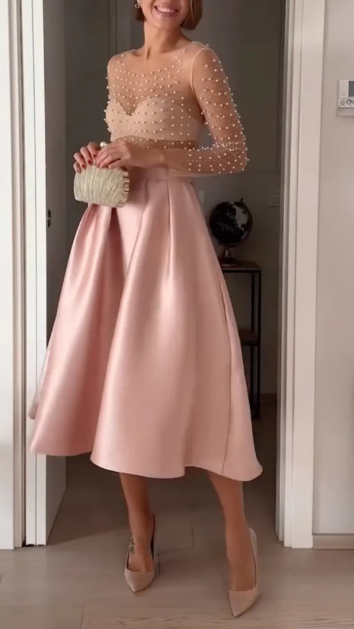 Pearl Mesh Satin Midi Party Set