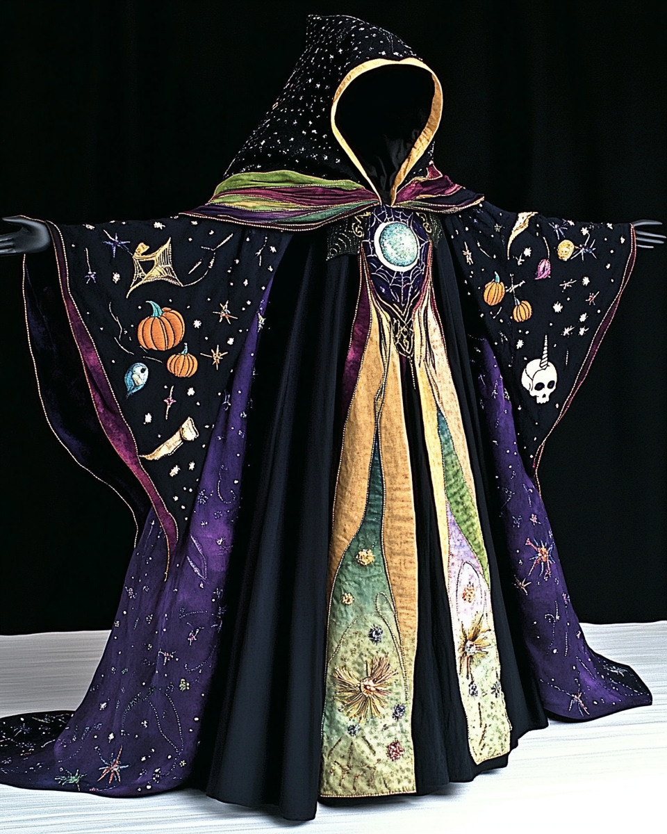 Halloween Theme Party Dark Loose Wide-Sleeved Cape f32f