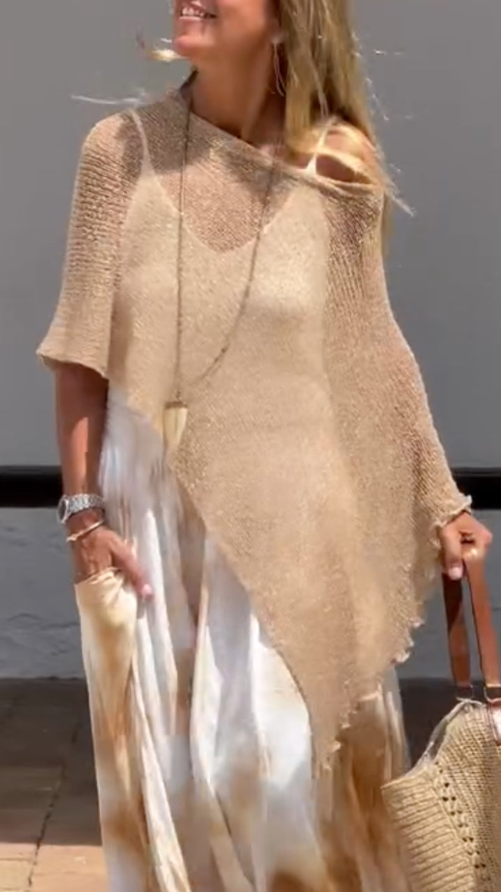 Sheer Knit Asymmetrical Top
