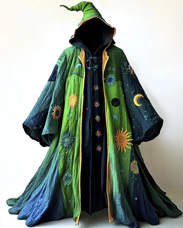 Stars and Moon Embroidered Rainbow Contrast Cape 9743