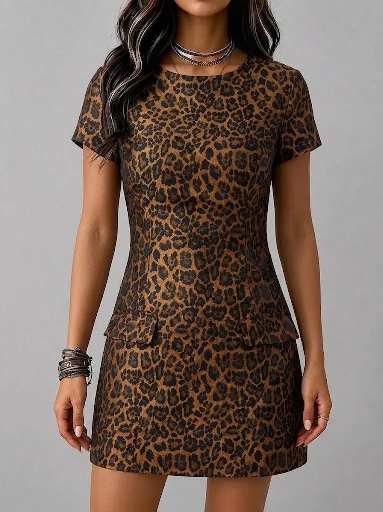 Sleek, Form-fitting Leopard-print Mini Dress