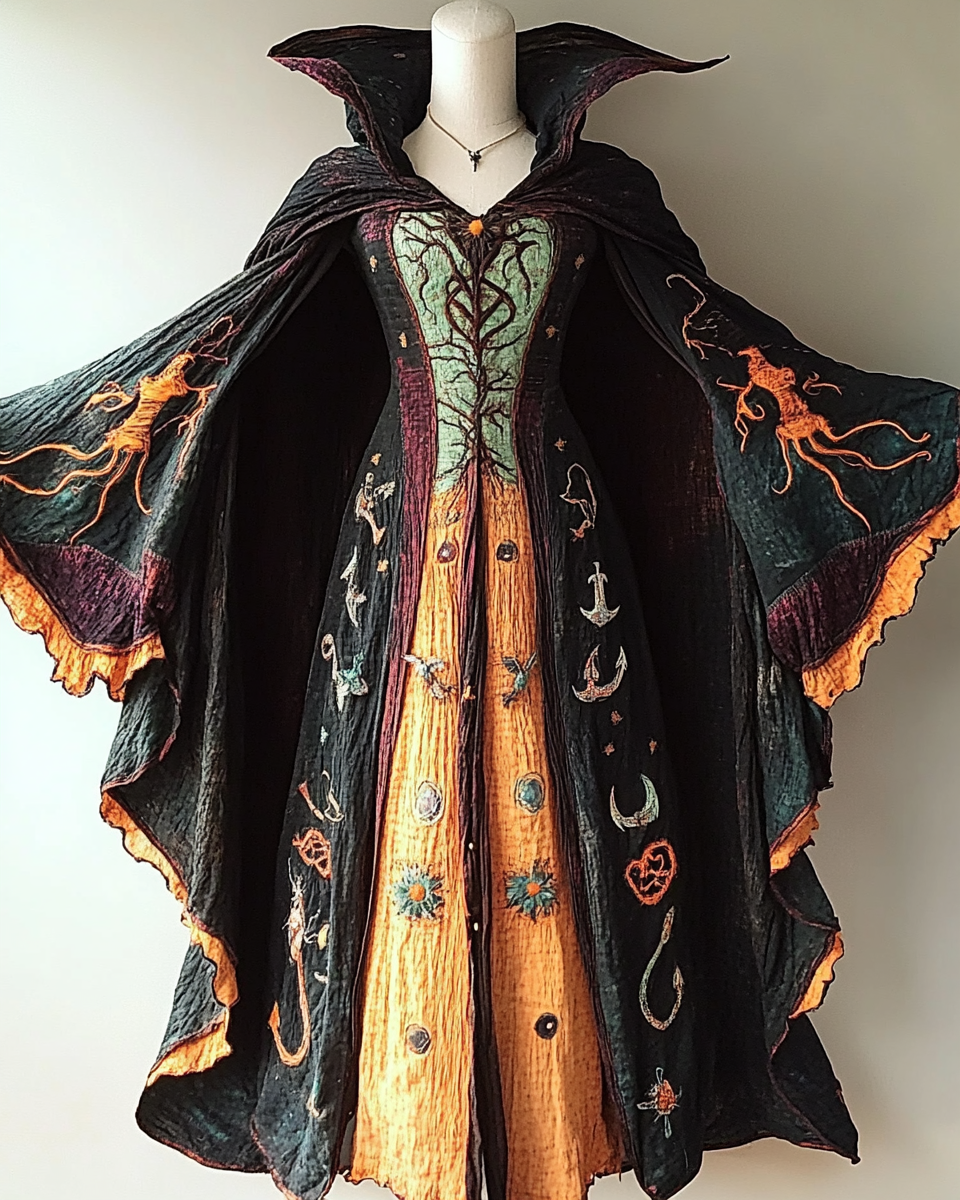 Halloween Theme Party Dark Loose Wide-Sleeved Cape 75c9