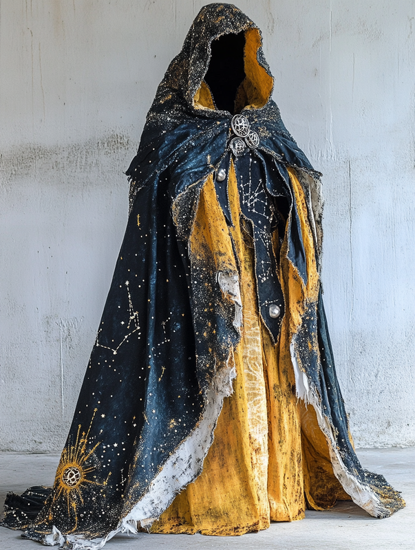 Magician Hooded Gorgeous Contrast Color Cape Jacket 2aea