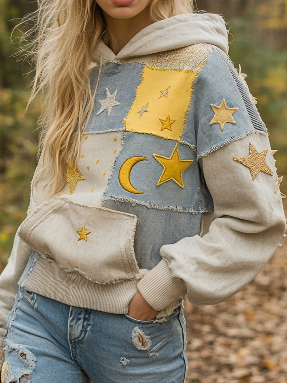 Fall Patchwork Contrast Hoodie 174f