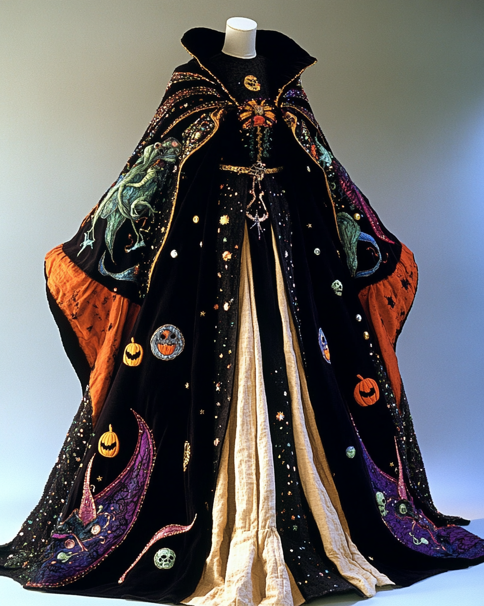 Halloween Theme Party Dark Loose Wide-Sleeved Cape 4098