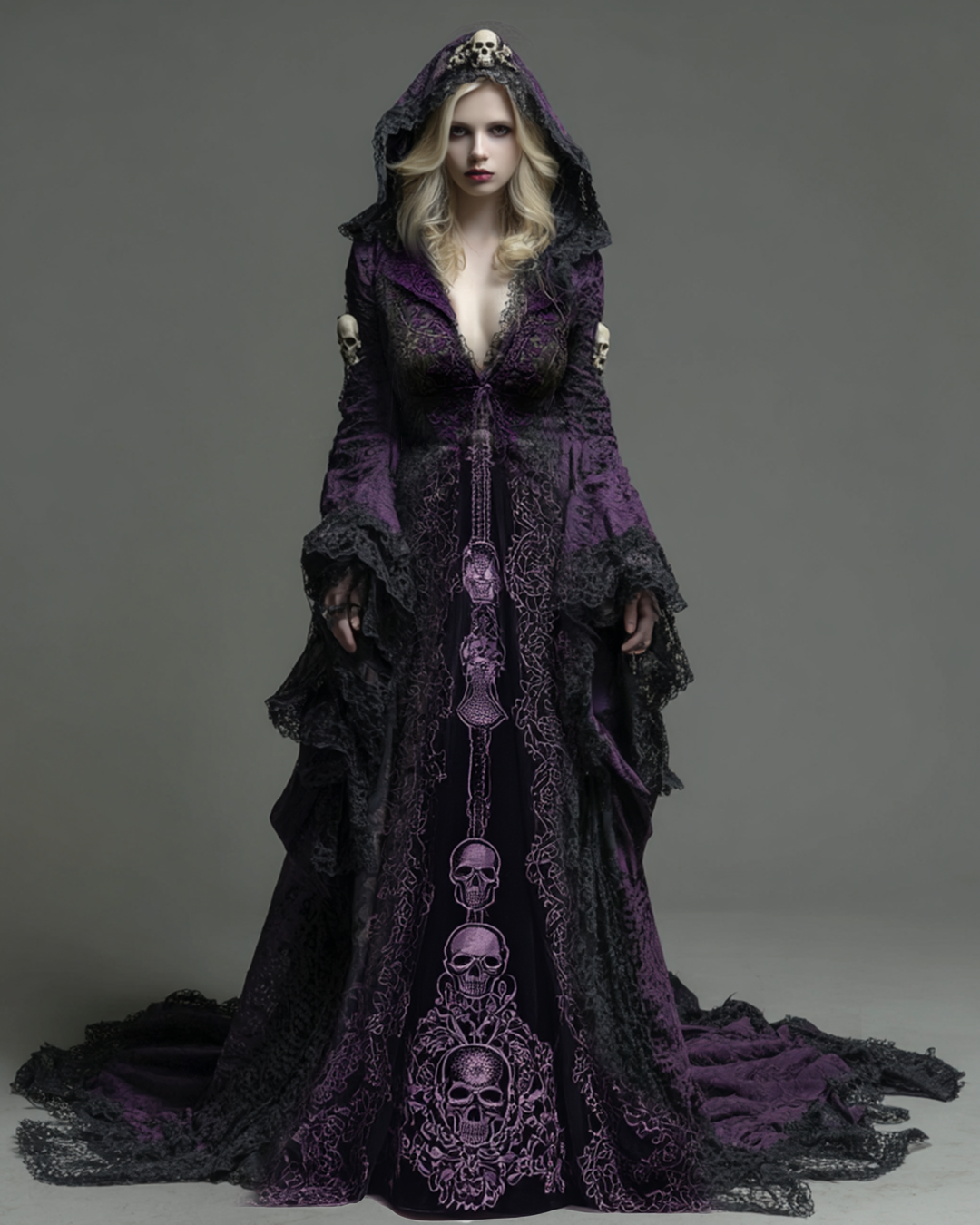 Women's Halloween themed embroidered dress f766