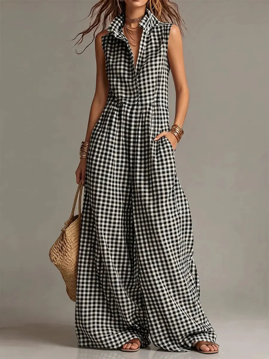 Classic Wide-Leg Linen Jumpsuit