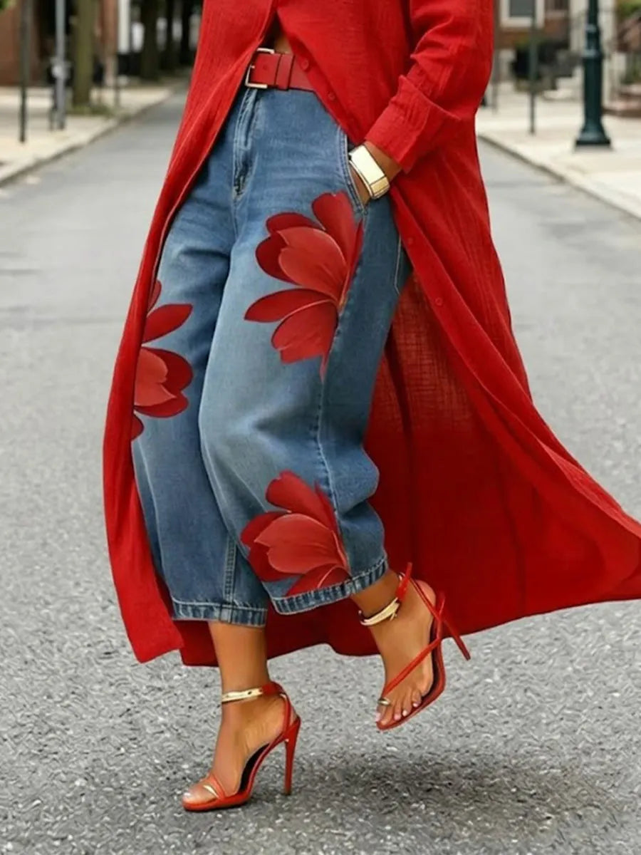 Casual Artistic-print Jeans