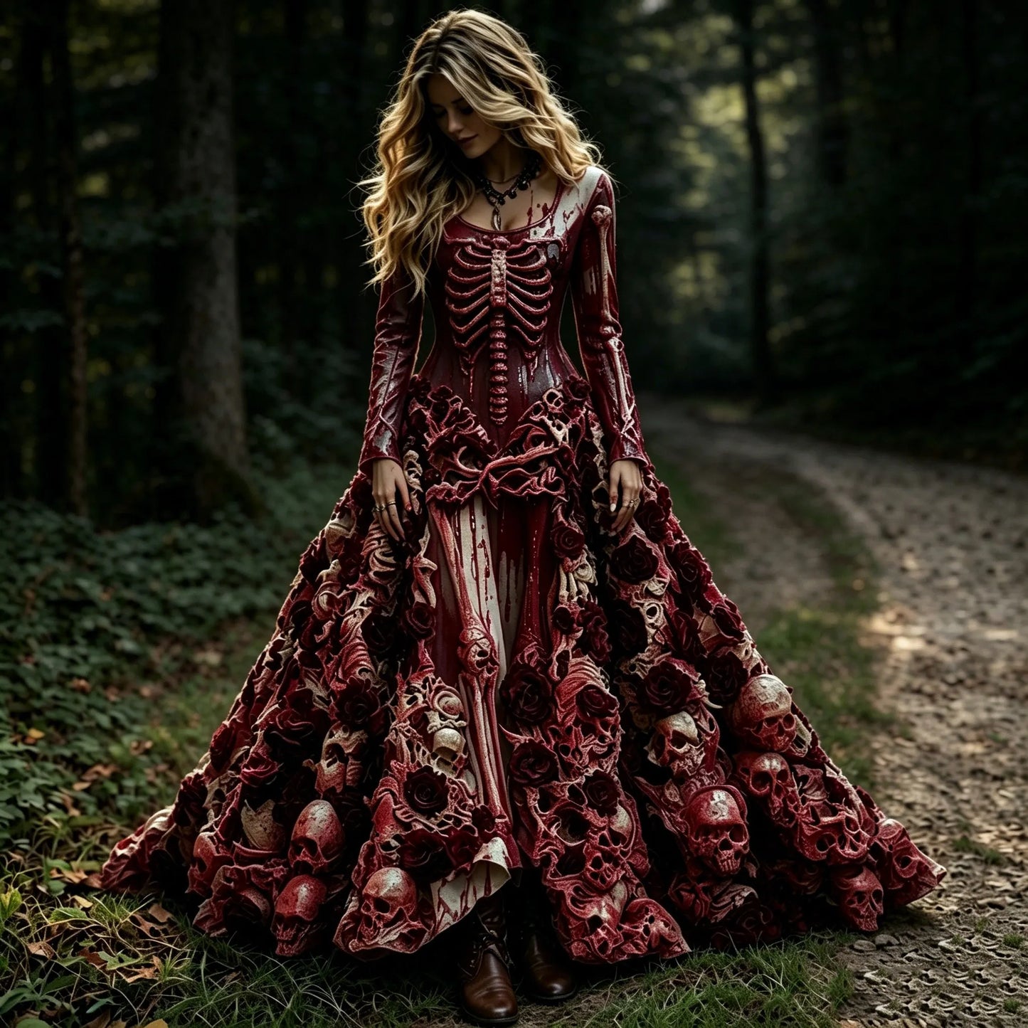 Women's Retro Halloween Style Skull Print Dress