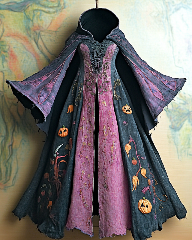 Halloween Theme Party Dark Loose Wide-Sleeved Cape 1a96