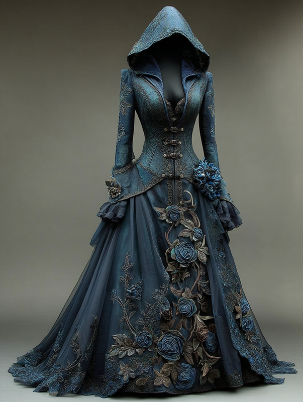 Women's Elegant Exaggerated Contrast Color Cape Dress 2234