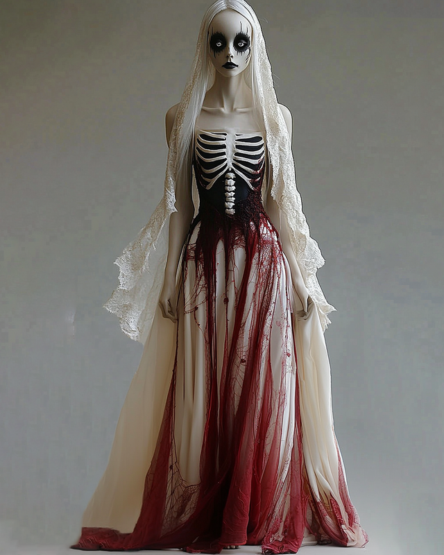 Halloween Themed Skull Bloodshot Lace Dress d5e9