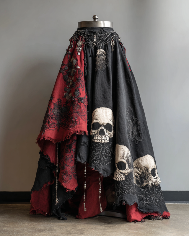 Women's Elegant Halloween Skull Contrast Skirt 94c6