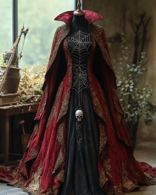 Women's Halloween Contrast Cape Dress f9c2