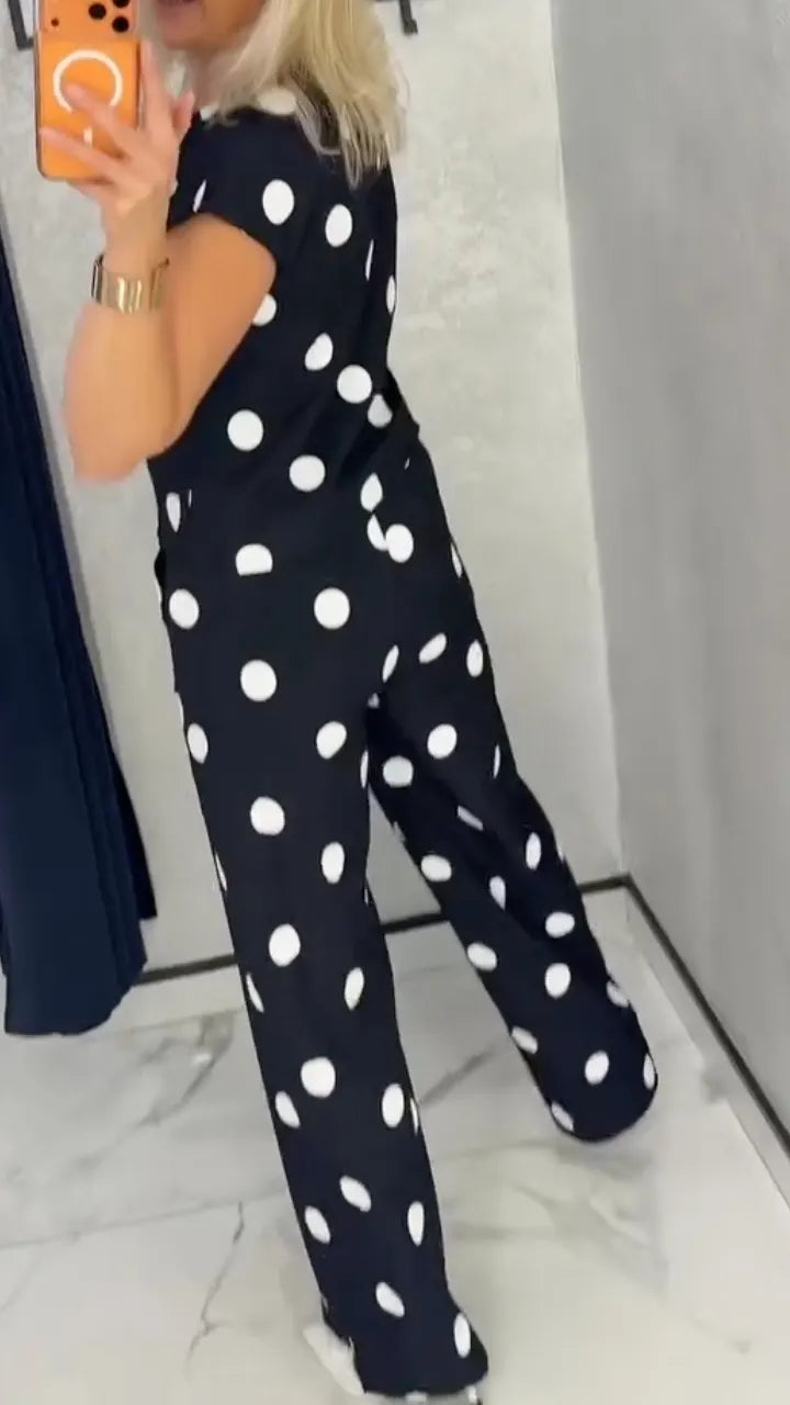 Polka Dot Top & Wide Leg Pants Co-Ord Set