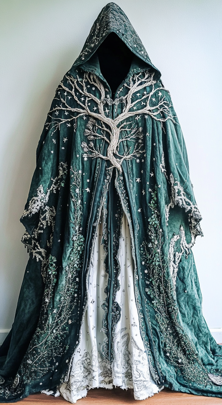 Magician Hooded Gorgeous Contrast Color Cape Jacket 6449