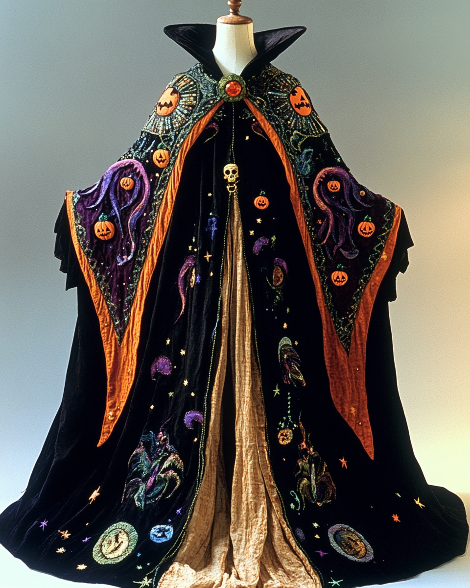 Halloween Theme Party Dark Loose Wide-Sleeved Cape cfb5