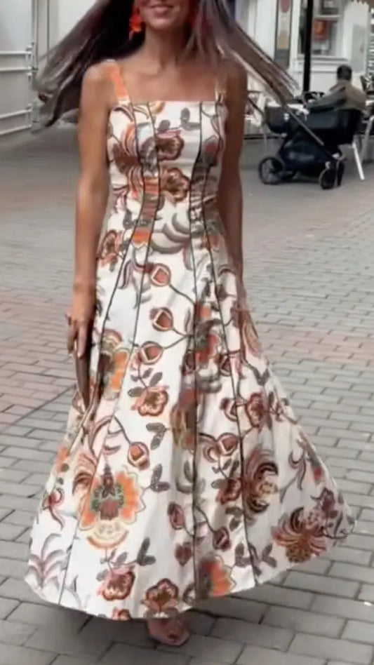 Floral Print Strapless Maxi Dress