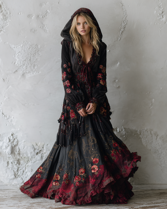 Women's Velvet Slim-Fit Long Dress 076c