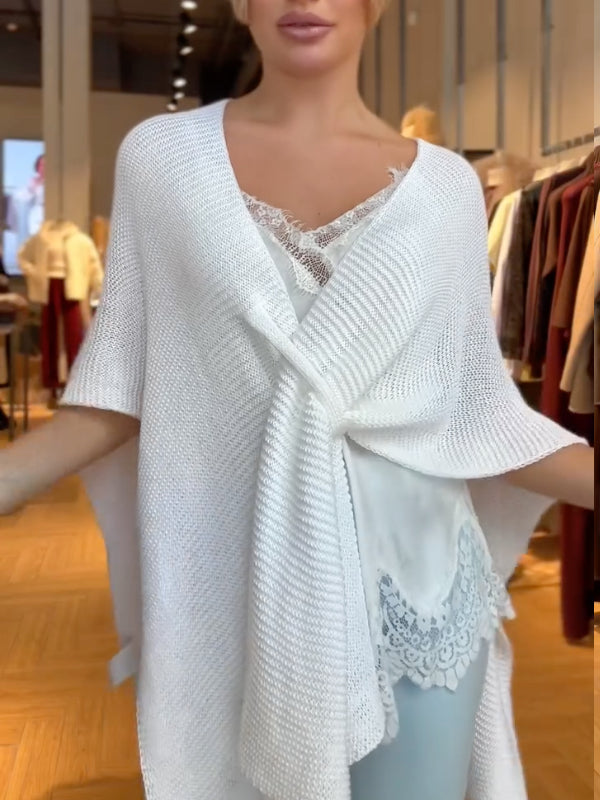Knit Twist‑Front Cape Top