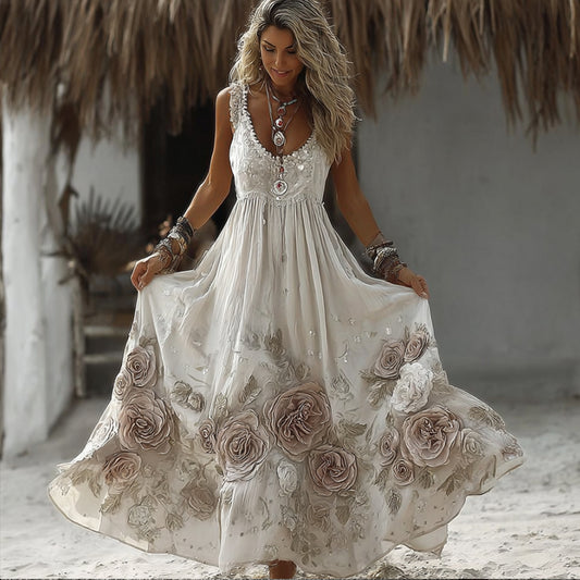 Women's Heavy-duty Floral Vintage Camisole Dress