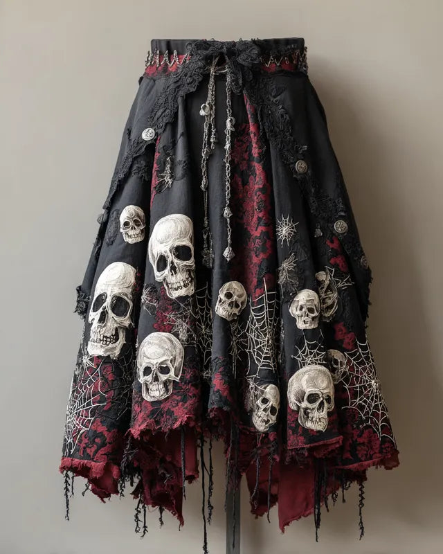Women's Elegant Halloween Skull Contrast Skirt ce78